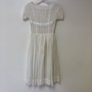 Vintage 1950s Party Dress XS embroidered nylon EUC